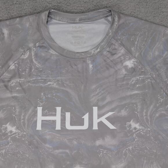 Huk Fishing Shirt Mens 2XL Gray Long Sleeve Performance Stretch - Picture 1 of 12